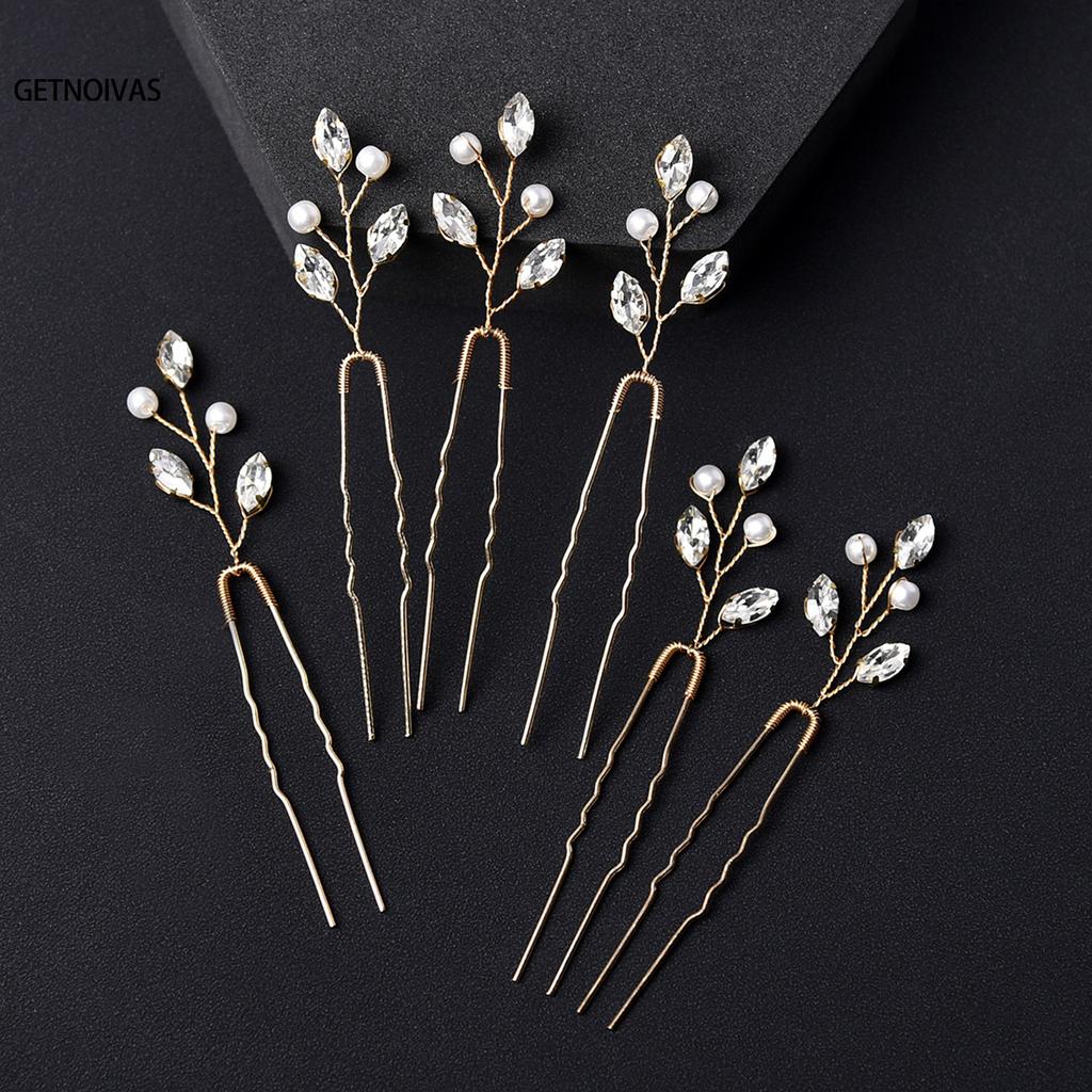 6PCS Rhinestones U-shaped Hair Pins Little Simple Bride Wedding Hair Pins Bridal Hair Piece Wedding Hair Accessories for Women