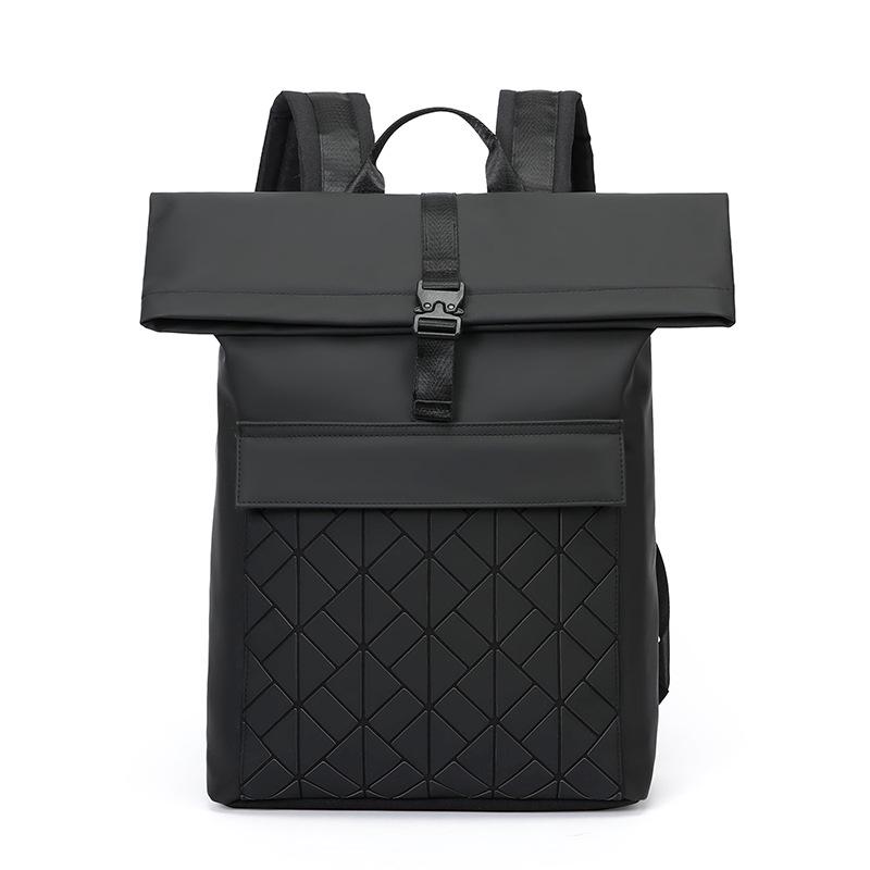 Men's Large Capacity Roll Top Backpack: Trendy Commuter, Travel, and Business Bag