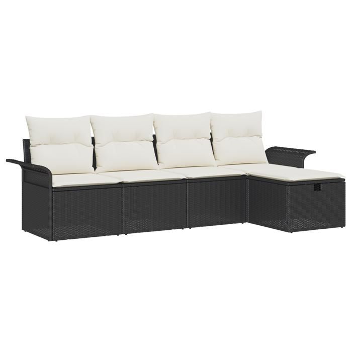 VidaXL Ensemble de canapés de jardin 5 pièces avec coussins Noir Rotin synthétique 3358856