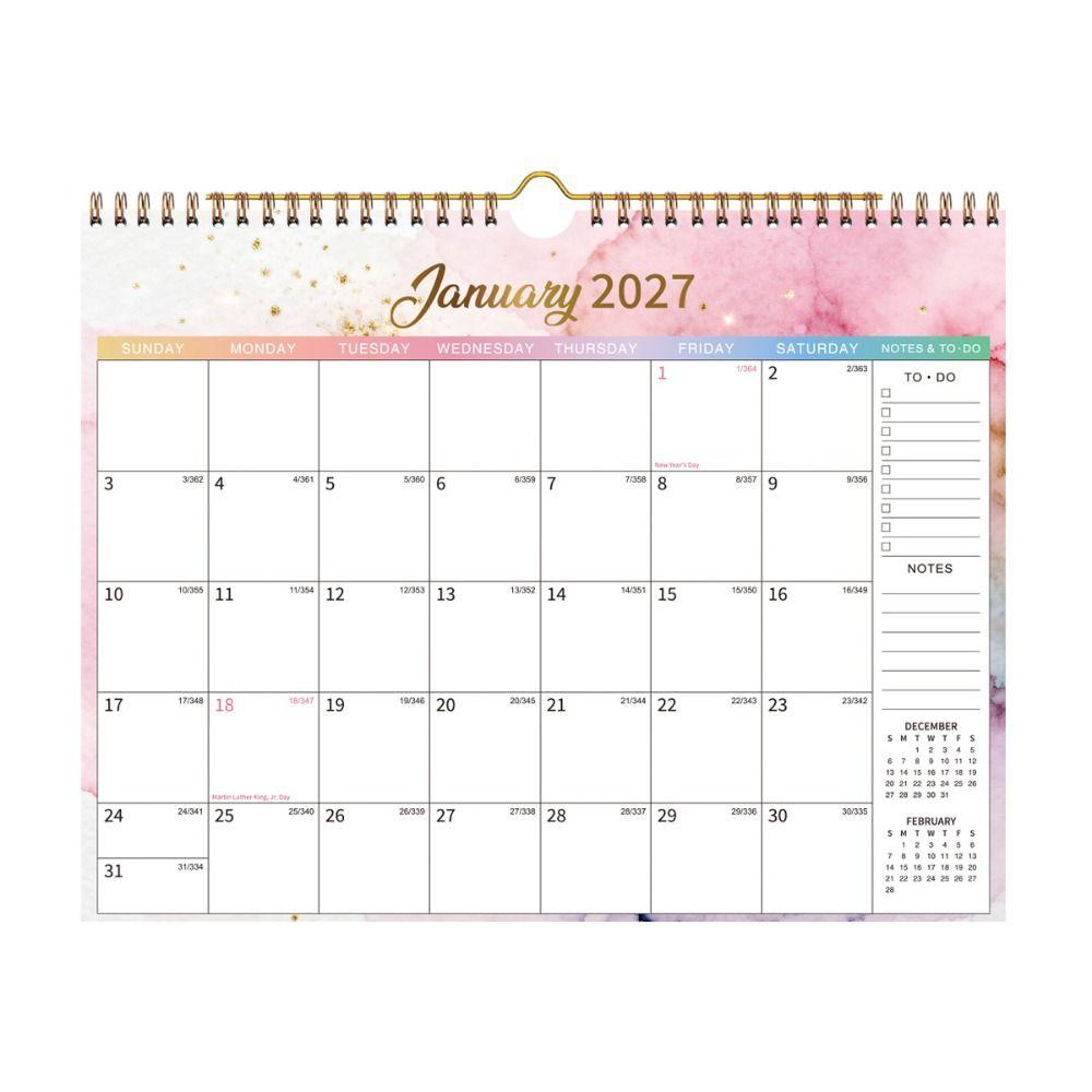 Oil Painting Style 2027 Flower Desk Calendar Foldable English Calendar Double-coil Calendar  Office