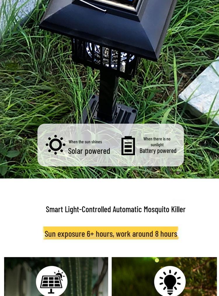 Uccisore e Repellente per Zanzare Solare a LED da Esterno: Lampada da Giardino Impermeabile