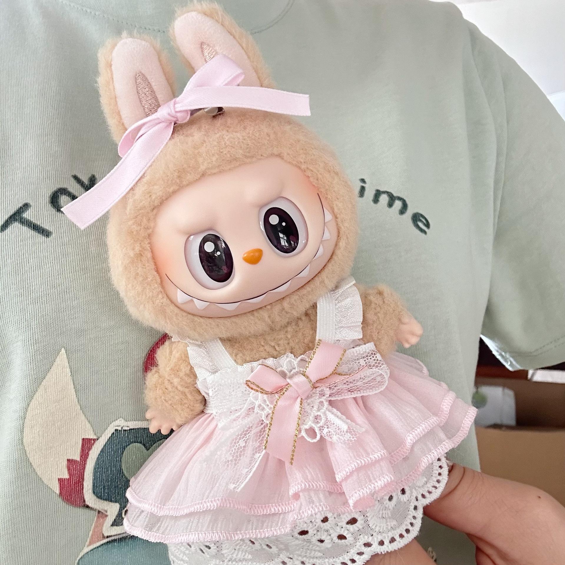 

17cm Mini Doll S Clothes Outfit Accessories For Korea Kpop Exo Labubu Idol V1 V2 Raincoat love bear dress hat set Clothing Gift no doll