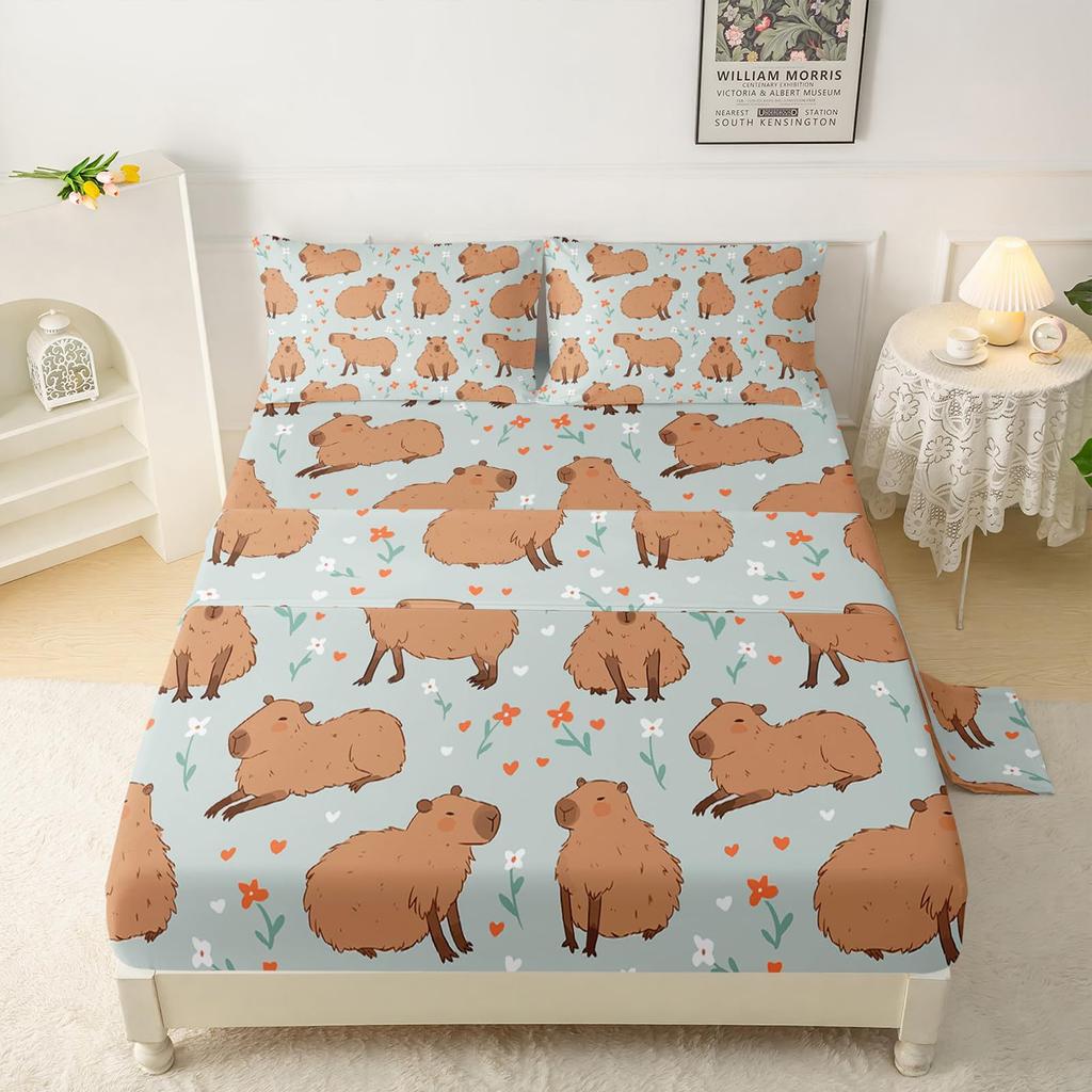 Forest Animal Fox Deer Bear Pattern Sheet Four-Piece Bedroom Room Dormitory Bedding Decoration