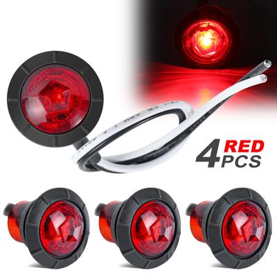 4x 3/4 Polegadas Montagem LED Vermelho Trailer Lateral Marcador Luzes Botão de Apuramento para Caminhão Caminhão Barco Caravan RV À Prova D'Água IP68 Selado 12V