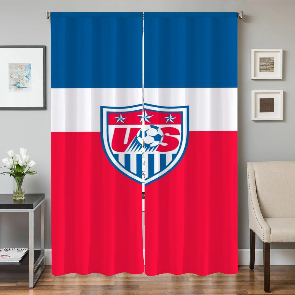 Window Kitchen Curtains for Living Room 2 Pieces Blackout Curtains Door Curtain USA N-national Team Bedroom Decoration Partition