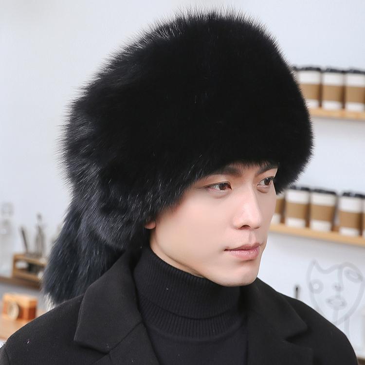 Fox Hair Hat Men's Winter Raccoon Hair Mongolia Northeast Large Leather Hat Warm Fur Women's Leather Ear Protection Headhat