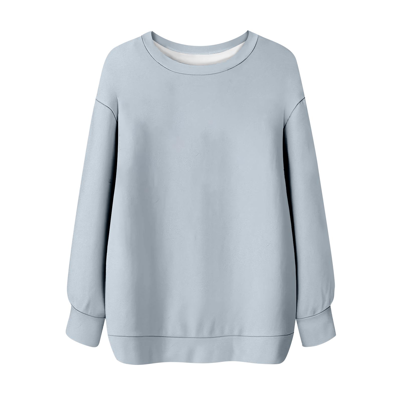 

Женская однотонная футболка с круглым вырезом и длинными рукавами, свитшот XXL