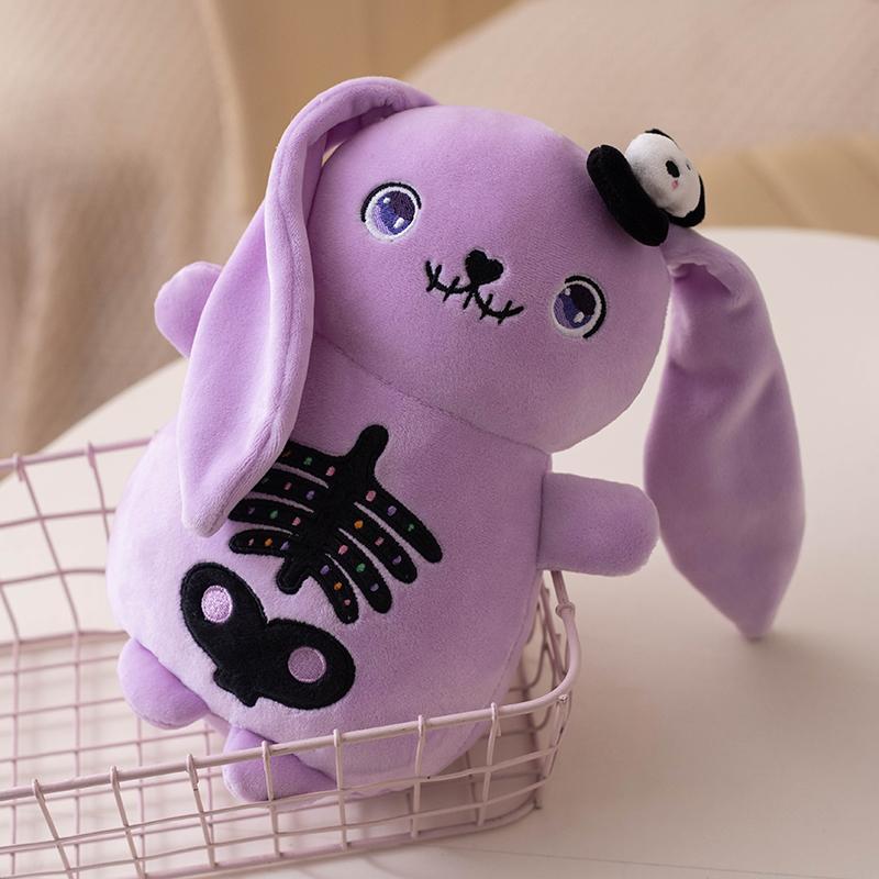 Halloween Spookachtig Konijn Pluche Speelgoed Grappige Horror Serie Knuffelkonijn Pop Met Pleisters & Knoopogen Griezelig Schattige Knuffel 20cm-22cm