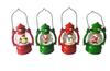 Weihnachtslaterne mit Schneekugel und Figur des Weihnachtsmanns oder Schneemanns - Weihnachtsdekoration