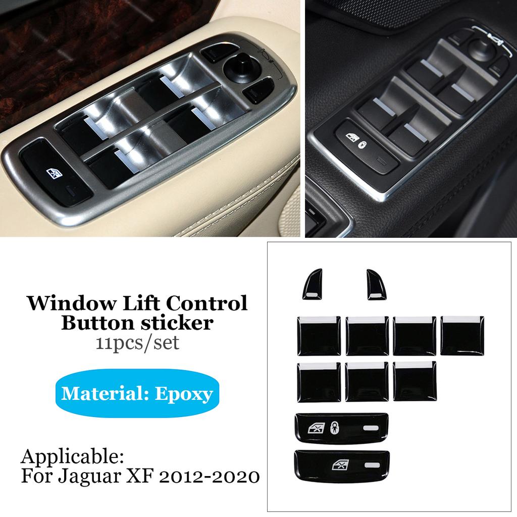 For Jaguar XF Button Stickers Black Covers 2012 to 2015 For Jaguar X250 Car Accessories Interior AC Gear Switch Repair Decals