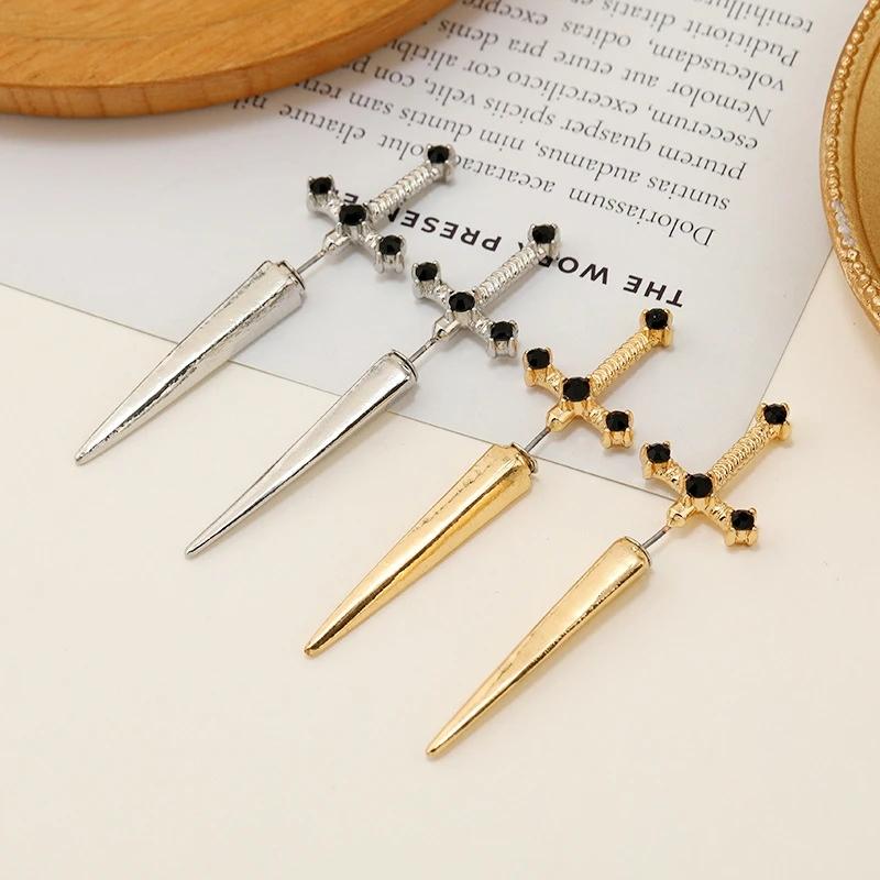 1 Paar Gothic Schwert Lady Ohrringe Vintage Kristall Dolch Ohrringe