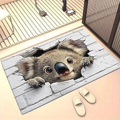 Great White Shark Printed Door Mat Vintage Wooden Board Stone Hole 2D Printed Carpet Living Room Bedroom Foyer Floor Mat