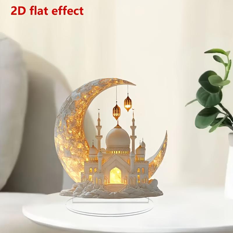 Eid Celebration Acrylic Mosque Tabletop Decoration - 2D Graphic Design - Home & Window Display, Ramadan & Easter Perfect Gift.