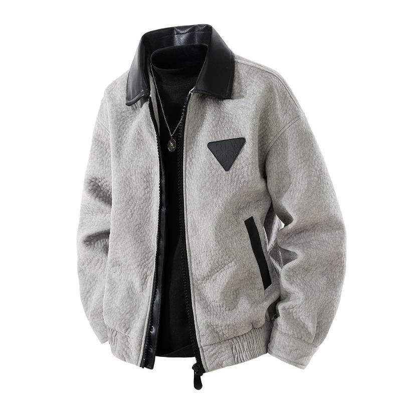 

Осень и зима новая кожаная куртка с лацканами из замши, модная, милая, крутая короткая куртка, мотоциклетная одежда 4XL светло-серый