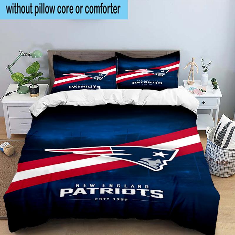 Patriots Team Spirit 3PCS Bedding Set 2D Printing (Includes 1 Duvet Cover + 2 Pillowcases Coreless), Bedroom decor,Fan Gift