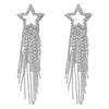 Sterling Silver Star Tassel Earrings - Elegant Studs with High-End Luxury Feel, Full Diamond Design, New Style, Celebrity-Inspired Accessories.