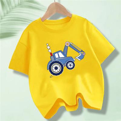 חולצת טריקו לילדים עם הדפס דחפור מצויר, שרוול קצר, לקיץ, למסיבת יום הולדת, לילד ולילדה, מתנה לילדים