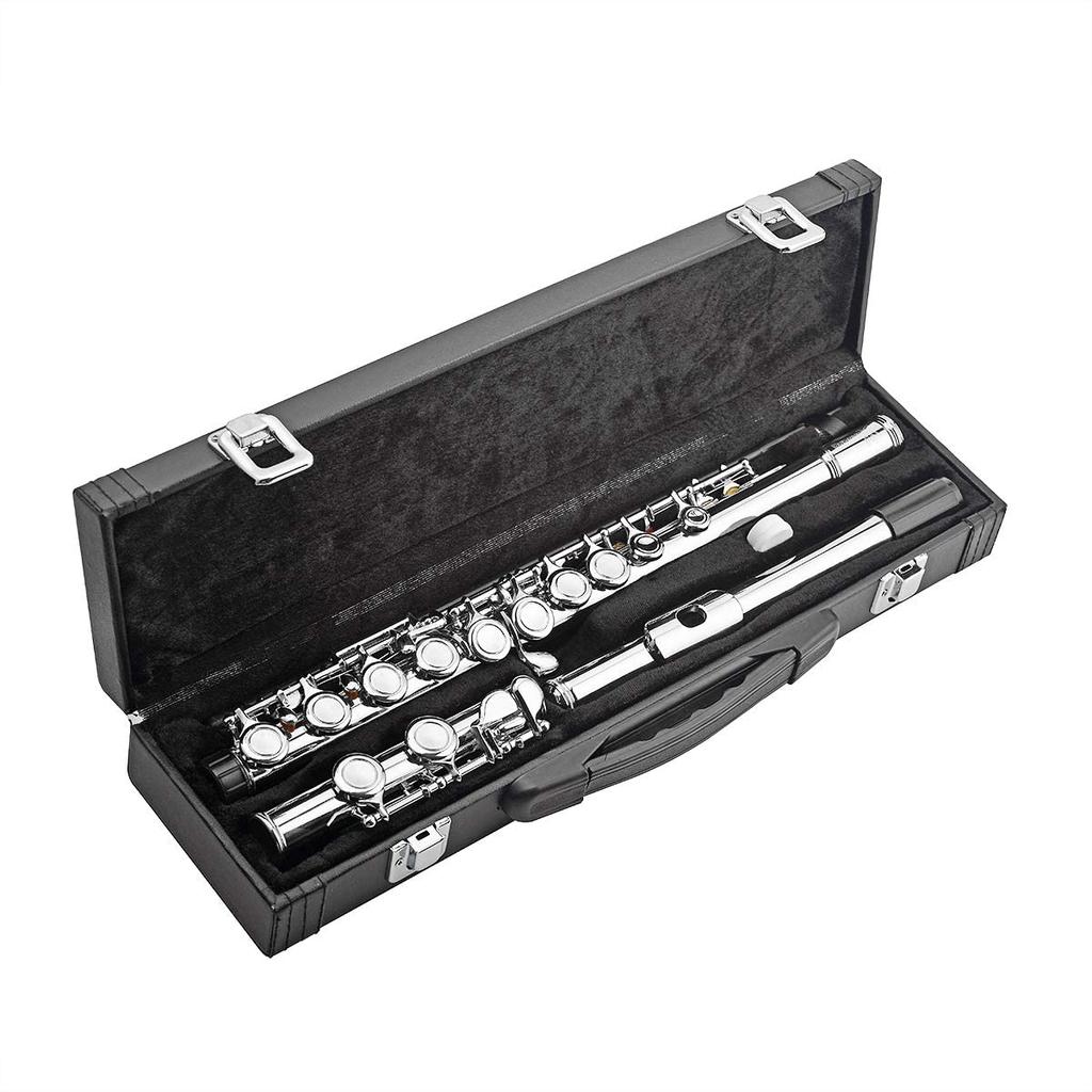 Enhong Flute, 16-hole, C Key, Nickel-plated Copper, Suitable for Thanksgiving, Christmas, Beginners, Advanced Players, and Music Lovers (Silver)