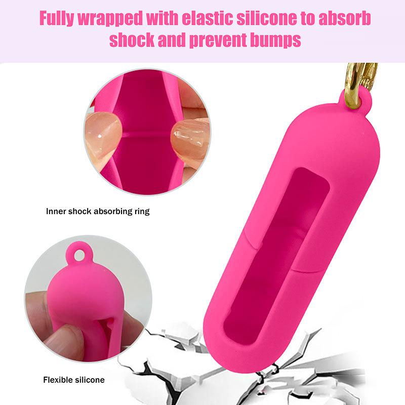 Lipstick Silicone Case Creative Capsule Lipstick Cover Keychains Anti Drop Portable Protective Cover For Cosmetic Makeup Holder