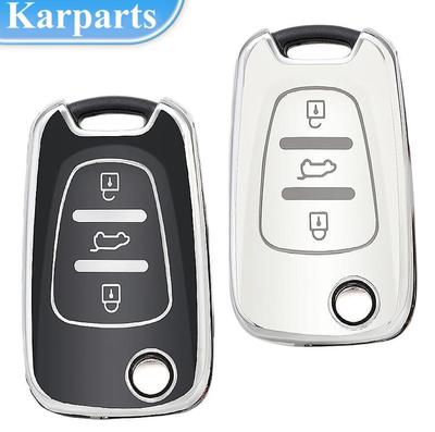 Sliver-edged TPU Car Flip Key Case Cover Shell Fob For Hyundai I20 I30 Ix20 Ix35 Elantra Accent For KIA Sportage Rio 3 Soul Optima Ceed K5 K2