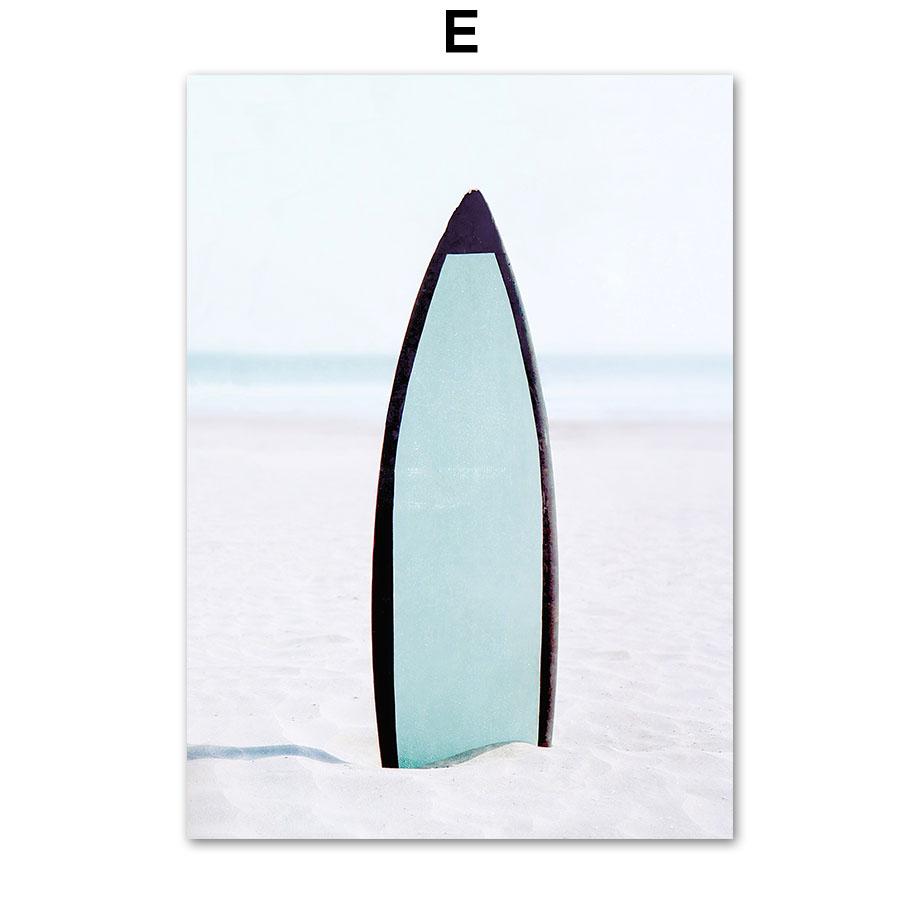 Blue Ocean Beach Sea Waves Palm Tree Surfboard Wall Art Canvas Painting Posters And Prints Wall Pictures For Living Room Decor