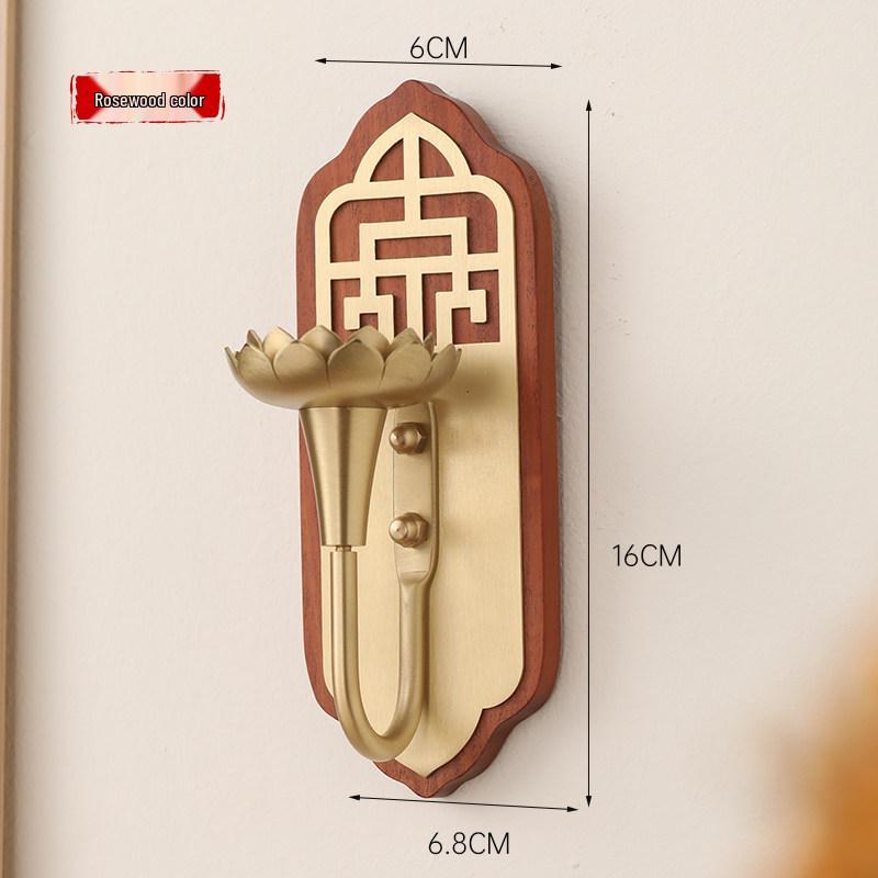 Brass Wall-Mounted Chinese Style Incense Burner & Decorative Ornament - Hole-Free Doorway Stick Holder