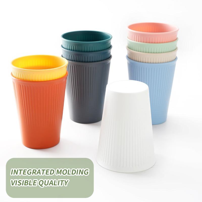 PP-Wasserbecher - Haushalts-Kaffeebecher-Set - Einfacher und kreativer vertikaler Muster-Kunststoff-Wasserbecher - Zahnbürstenbecher - Mundspülbecher