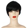 MERISIHAIR Short Straight Hair Age Reduction Wig Peruvian Hair Full Wigs for Black Women Color with Bangs Wig