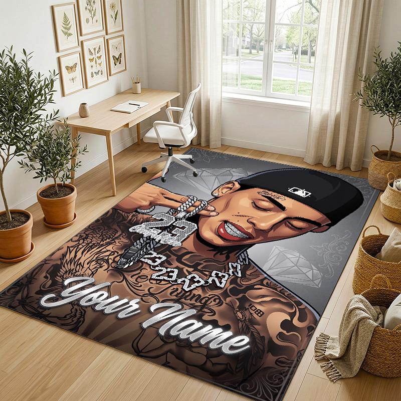 Personalized Crystal Velvet Carpet,Central Cee Custom Printed Name, Plush Area Rug For Home Indoor Decor