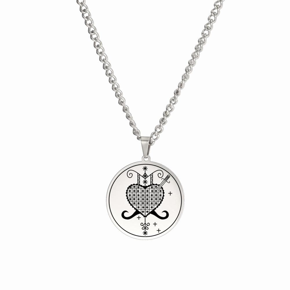 Dawapara Erzulie Dantor Veve Talisman Pendant Motherhood Protection Necklace Stainless Steel Jewelry