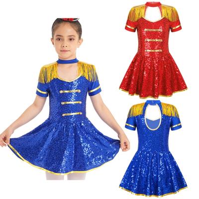 Mädchen Kostüm Trommel Majorette Performance Kurzarm Kleid Cosplay Halloween Zirkus Zirkusdirektor Kostüm