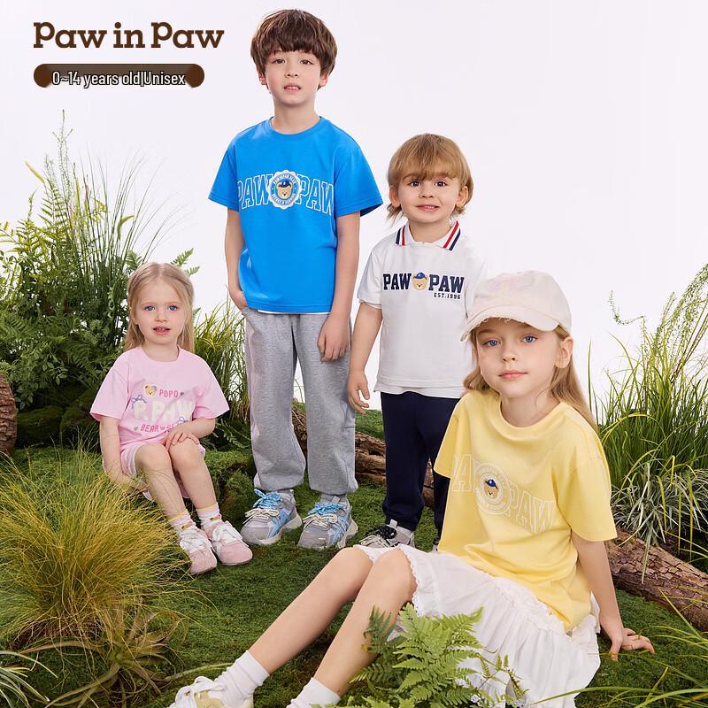 Детская футболка PawinPaw с мультяшным медведем, короткий рукав 140