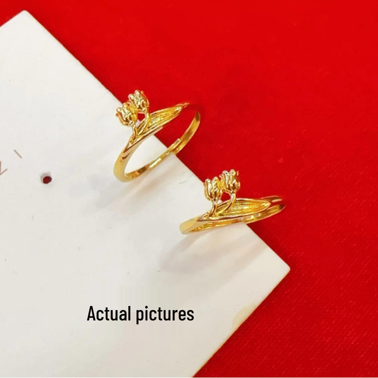 Gold Lily of the Valley Adjustable Ring - Fresh Flower Design Gift for Best Friend
