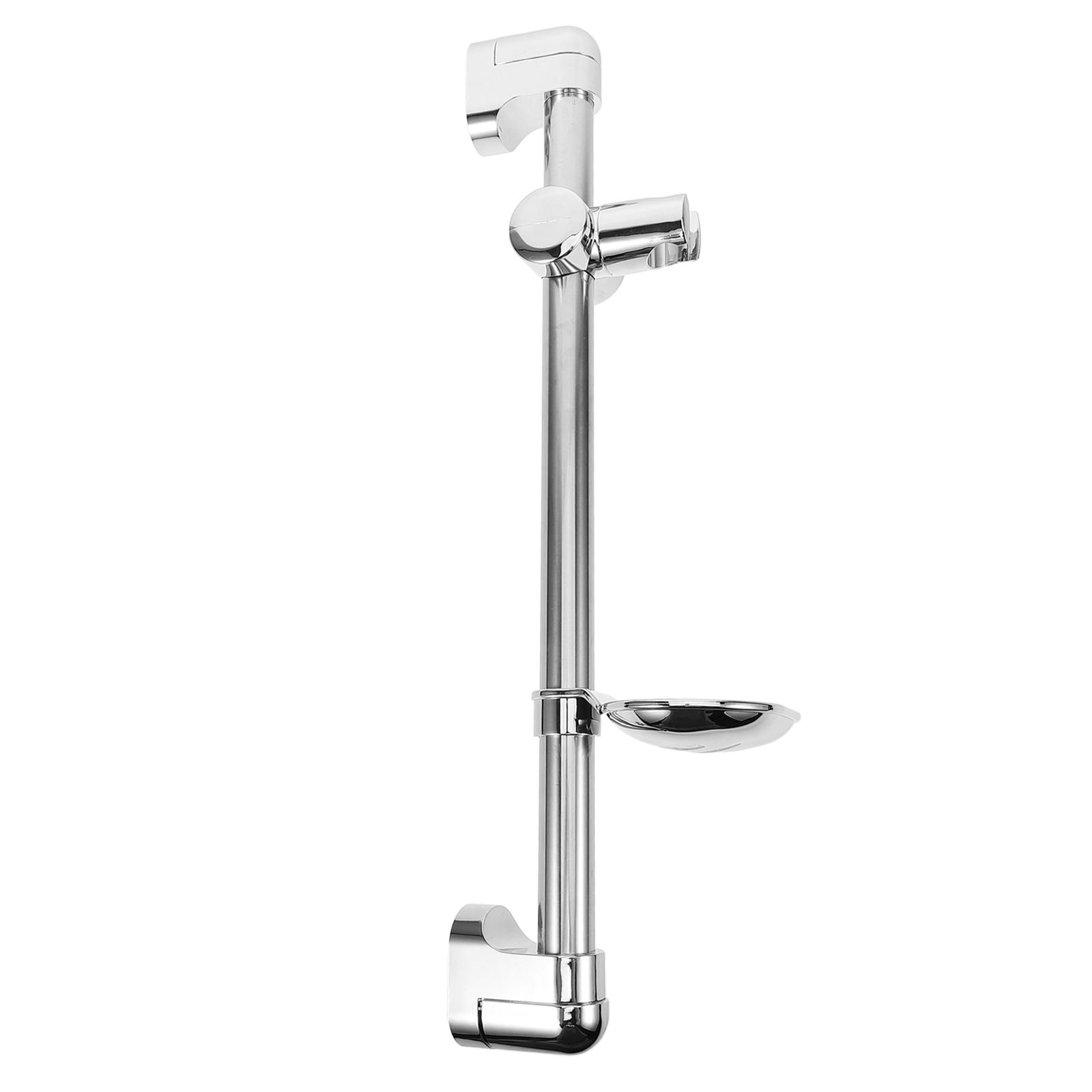 Bathroom Shower Slide Bar Stainless Steel Lifting Rod Handle Holder Bracket Wall Mount Shower Head Holder Bar With Soap Tray argento