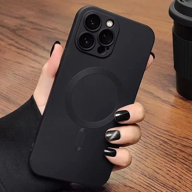 Luxury Matte For Magsafe Magnetic Wireless Charging Phone Case For iPhone 16 15 11 13 12 14 Pro Max Plus Shockproof Soft Cover