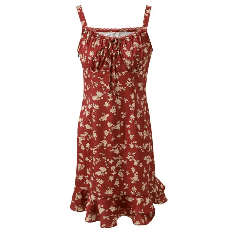 Women s Floral Ruffle Sleeveless Mini Dress S