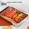 Dishwasher Safe Food Box with Stainless Casserole Steel Dispenser Rectangular Pan Multipurpose Arc-shaped Handle Portable Picnic Large Capacity
