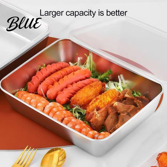 Dishwasher Safe Food Box with Stainless Casserole Steel Dispenser Rectangular Pan Multipurpose Arc-shaped Handle Portable Picnic Large Capacity