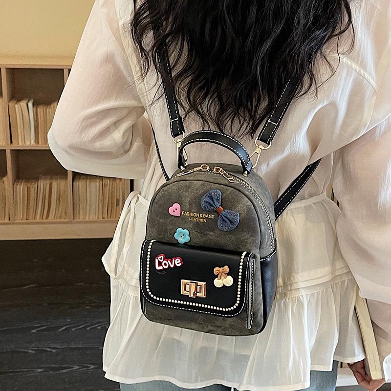Schoolbag Handsome Mijia Simple Women's Bag 1011 New Shoulder Crossbody Cartoon Fashion Foreign Style Backpack High Value Bag