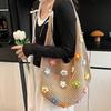 Idyllic Lazy Knitted Flower Tote Commuter Large Capacity Seaside Shoulder Underarm Knitted Bag