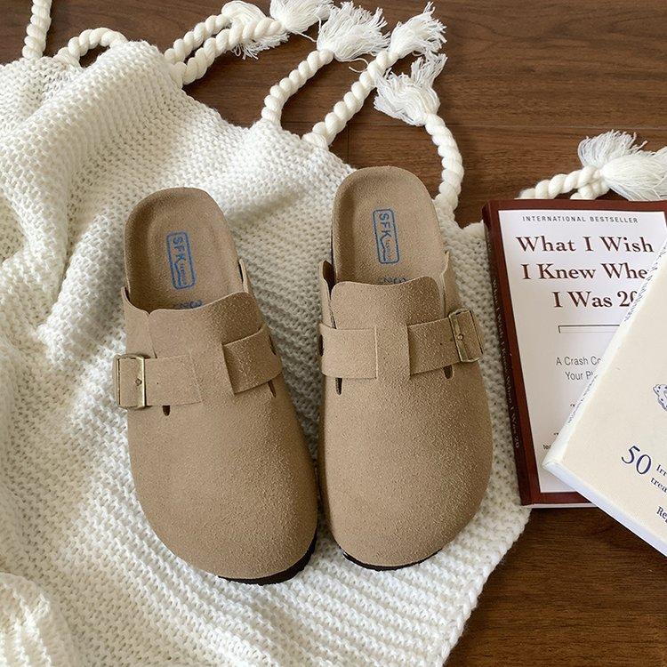 

Height increase of 6cm~ Baotou half slippers women s outer wear 2025 new thick-soled Birkenstocks niche retro slippers 40