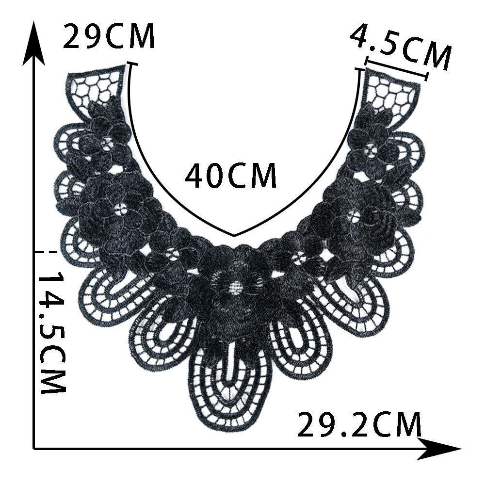 Black & White Polyester Embroidered Lace Collar for DIY Cheongsam Dress Crafting