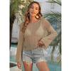 Women's Hollow Woven Short Loose Flared Sleeve Beach Smock Top