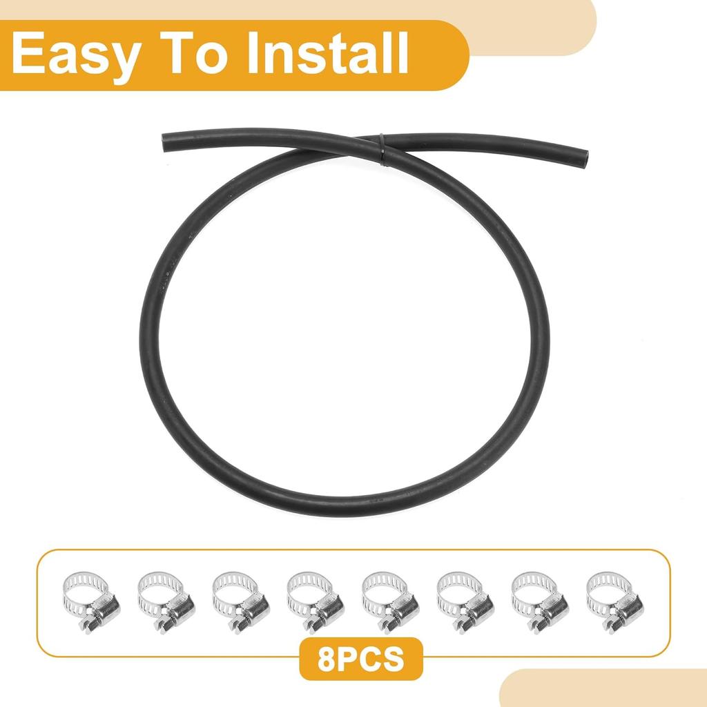 1/8" Fuel Line Kit 3.28ft Vacuum Hose Automotive Fuel Hose with 8 Clamps 1 Set