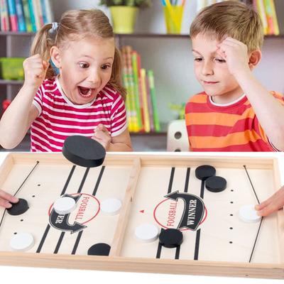 Fast Sling Puck Game with Foldable Wooden Chessboard 20 Chess Pieces Two-player Competitive Funny