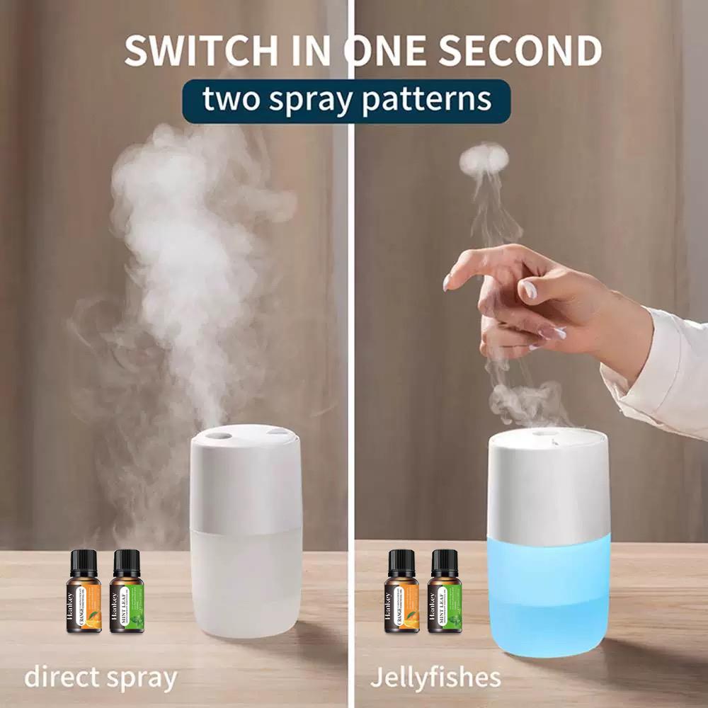 300ml  Aroma Diffuser with Humidifier & Air Purification  7 Color LED Lights, 2 Spray Modes, Includes 2 Essential Oils for Home,