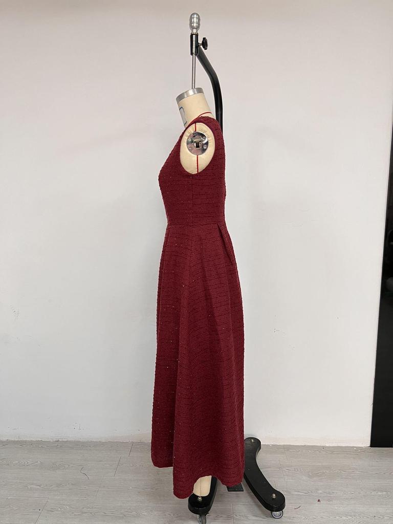 European & American Women's Elegant Solid Color Long Dress - New Fashion, Sophisticated Style.