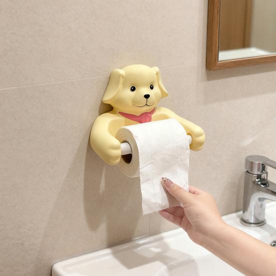 Cartoon Puppy Design Napkin Rack with Non-Slip Surface Easy Installation Tissue Storage Rack Decorative Ornament Bathroom Accessories