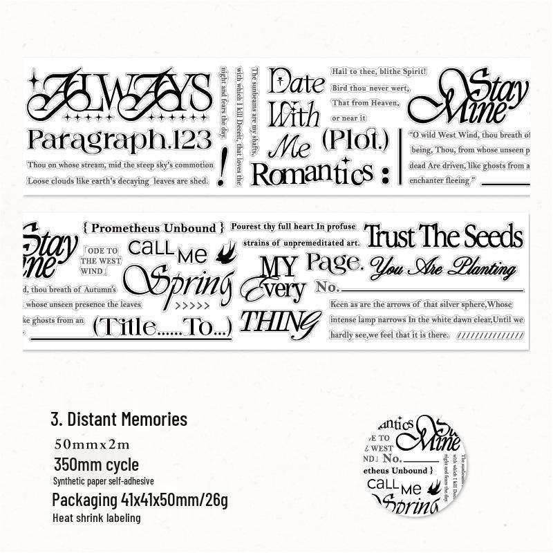Twilight Die-cut Tape: Cloud Series Light Retro English Journal Decoration