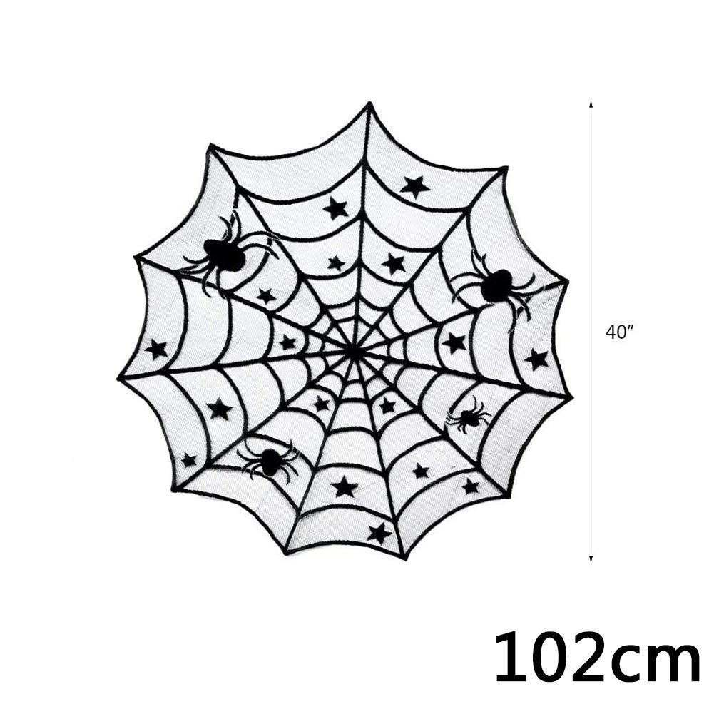 Black Lace Halloween Spiderweb Table Runner - European & American Style